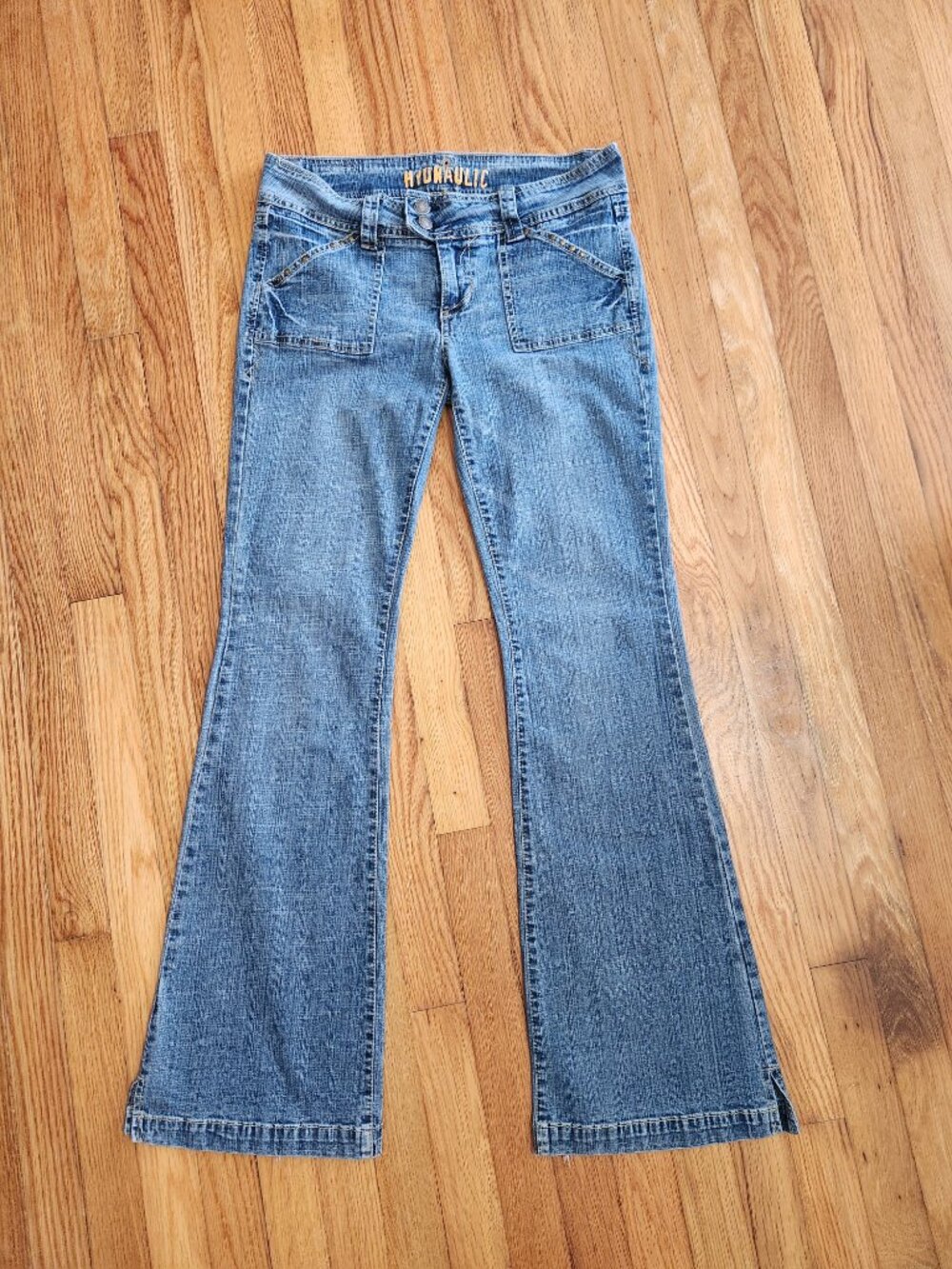 Vintage Hydraulic Flare Jeans Juniors 11/12 Blue Low Rise Stretch Y2K